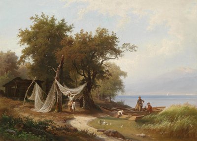 Fisher Family on the Shore of Lake Geneva by Carl Porttmann